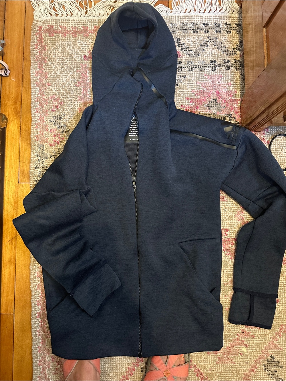 adidas  Dark Navy Full-Zip Hoodie Sweater